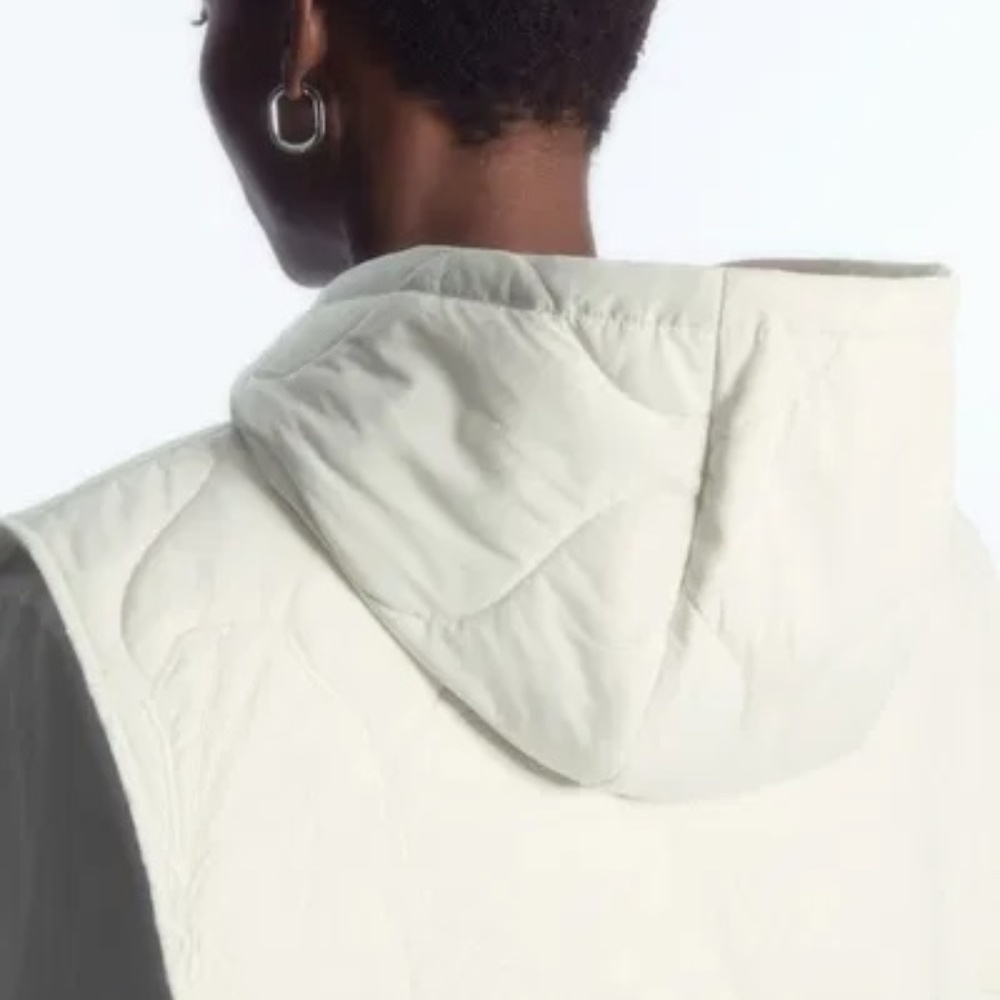 COS Cream Embroidered Quilted Hood - Picture 5 of 7